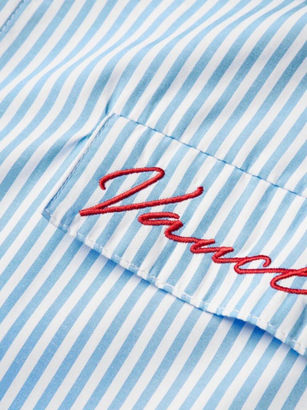 VAUCLUSE Striped Signature Short Sleeve Shirt - White/Blue - Picture 4 of 4